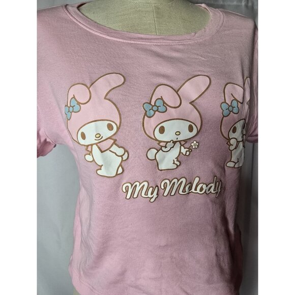 Sanrio Bioworld My Melody Cropped Pink Shirt Size XL 100% Cotton - Picture 3 of 7